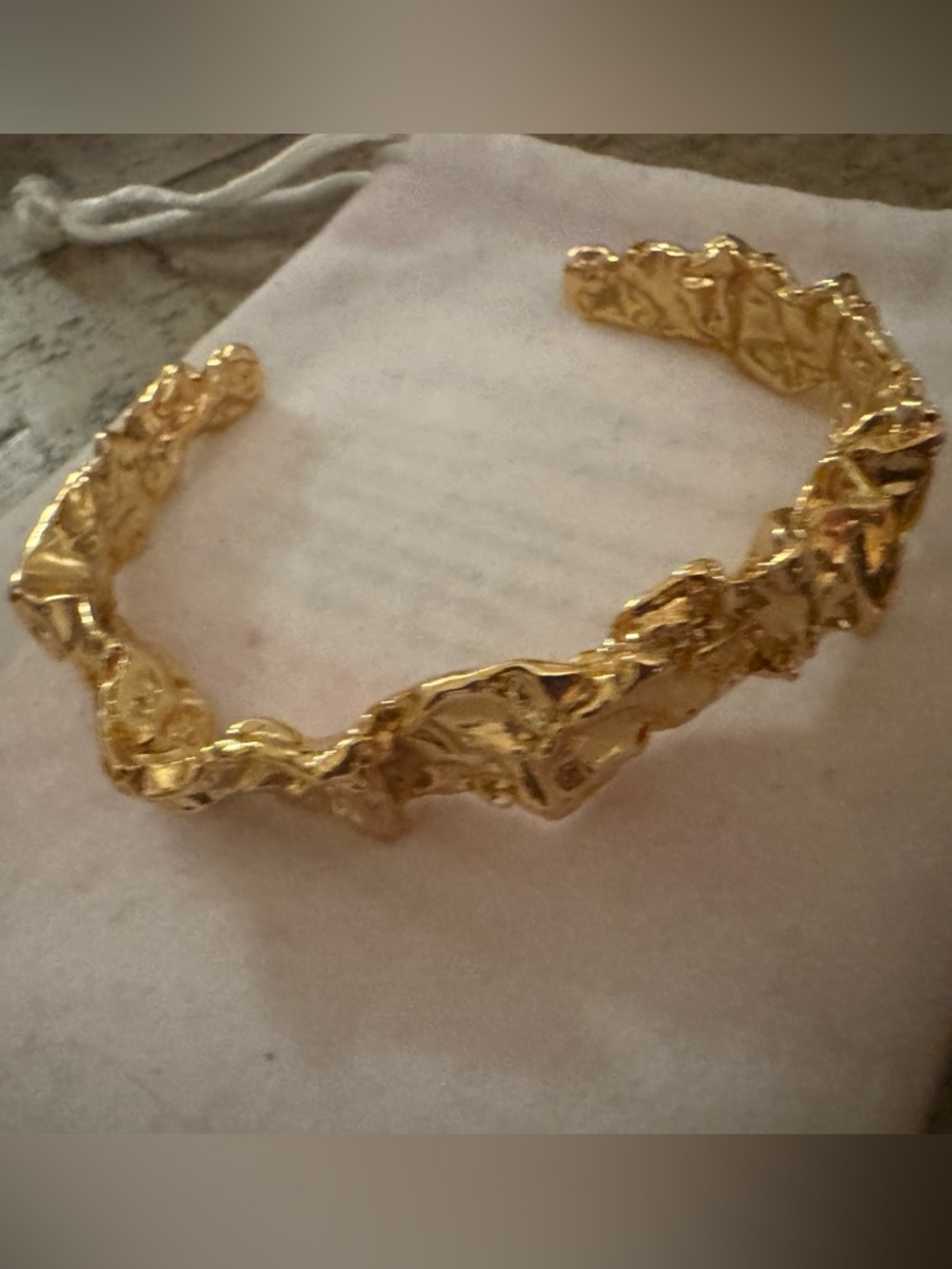 Gold Textured Cuff Bracelet - Women Jewelry